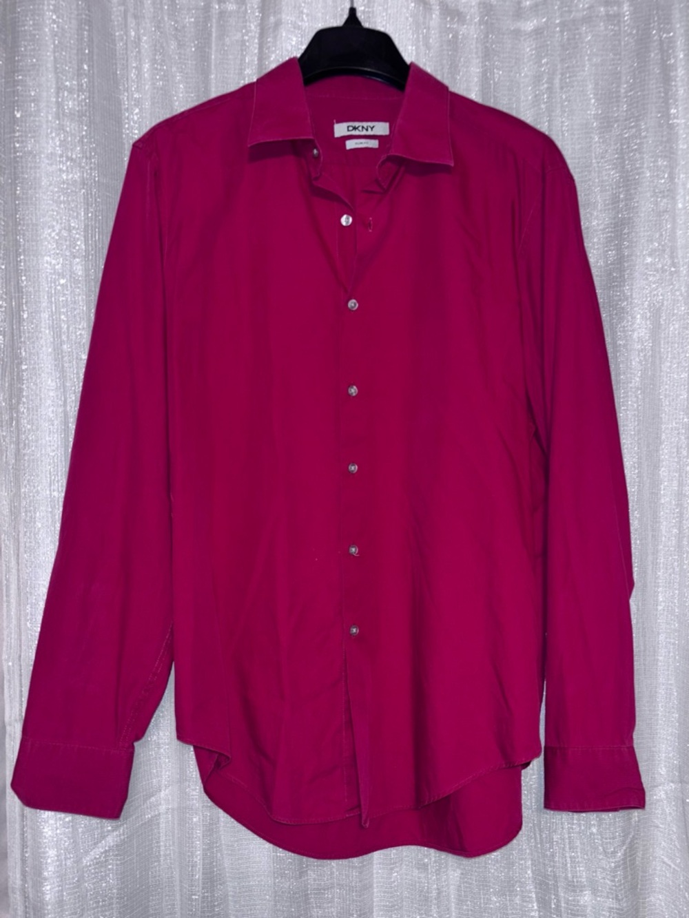 DKNY Men’s Magenta Long-Sleeve Dress Shirt